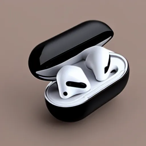 Image similar to black airpods pro case with marshmallow logo on it, studio, product photo