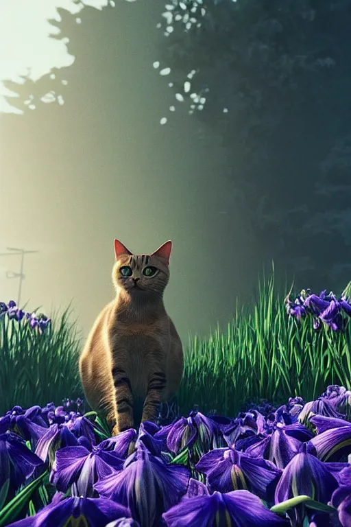 Image similar to a cat looking at the most beautiful thing in the world, wide irises, this is beautiful, volumetric lighting, epic composition, hyper detailed, ultra realistic, sharp focus, octane render, pinterest trending, sense of awe, 4 k