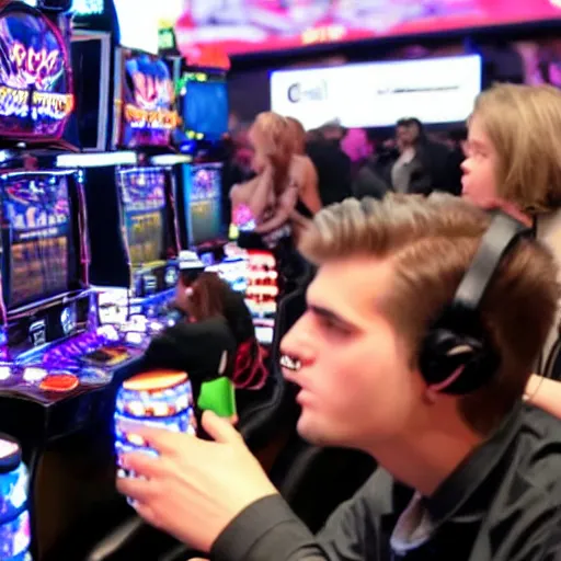 Image similar to gigachad xqc gambling : : realistic : : 1 dslr : : 1 - - quality 2