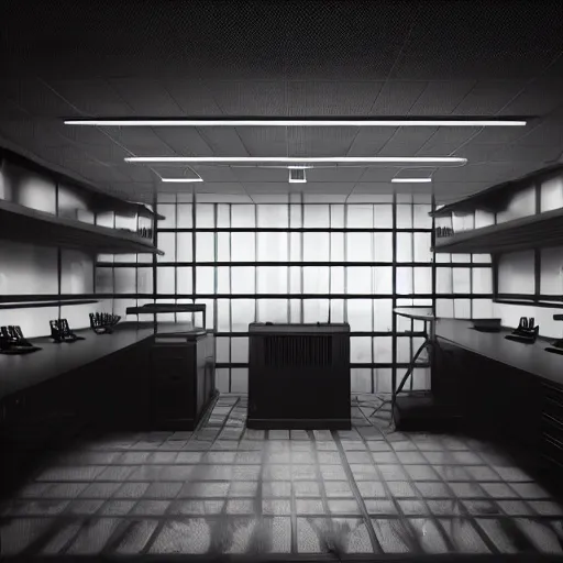 Image similar to synthwave server room, eerie, dark, very dark, movie still