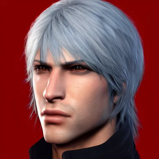 Prompt: portrait of dante from devil may cry 4, medium length hair, photorealistic, high quality, unreal engine, highly detailed face, sharp focus, depth of field, ambient lighting, ray tracing, 4k, hdr, artstation trending,