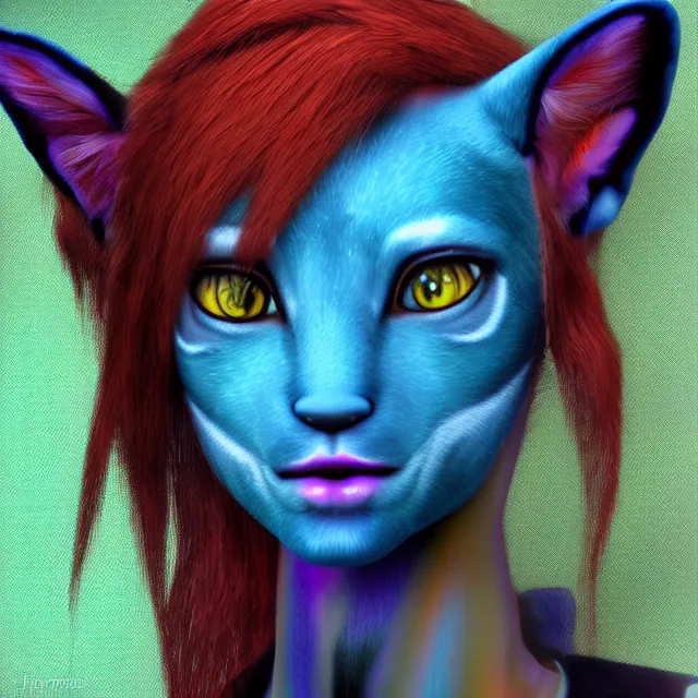 Image similar to a character portrait of the avatar for an female humanoid fox a. i. in the style of glitch art in the style of anti art trending on artstation deviantart pinterest furaffinity photorealistic hd 8 k highlights and shadow detailed high resolution