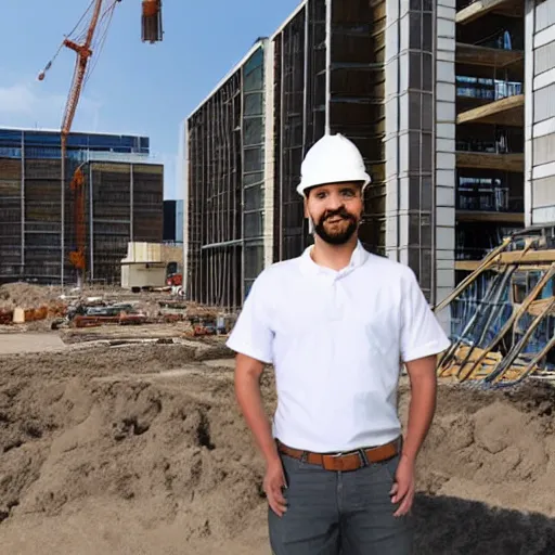 Image similar to civil engineer in front of building under construction, hand drawn, sketch