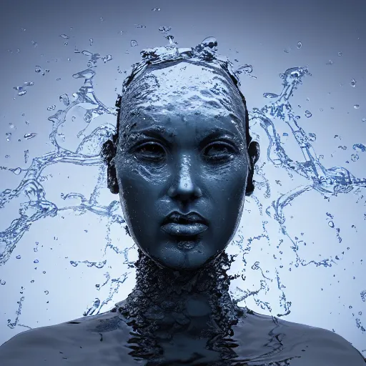 Image similar to a water sculpture in the shape of a human head, on the ocean water, water manipulation, cinematic, in the style of johnson tsang, long shot, hyper detailed, hyper realistic, ray tracing, 8 k resolution, sharp focus, realistic water, award winning