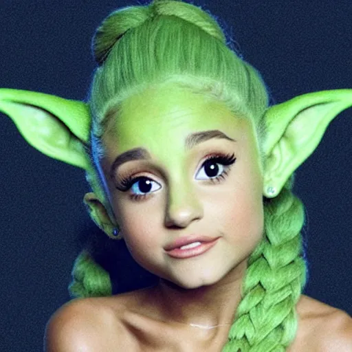 Image similar to ariana grande as a yoda