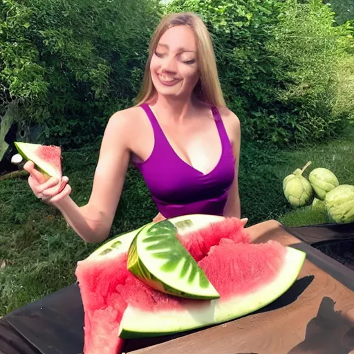 Prompt: twitch streamer sasha eats watermelon seeds