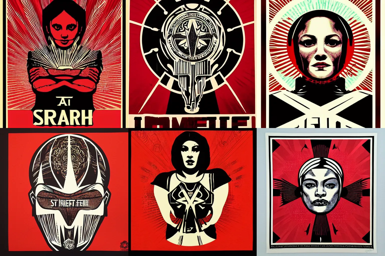 Prompt: i am strength and i am fear. by shepard fairey