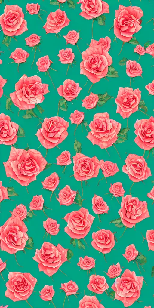 Image similar to seamless pattern of beautiful roses with leaves and throns, colourful, symmetrical, repeating 35mm photography