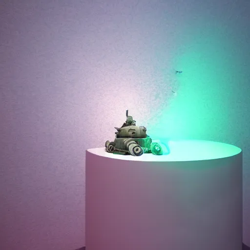 Image similar to a cycles render of a drunk tank pink beach in the metaverse, an abstract silver sculpture is center frame. Volumetric lighting, atmospheric, god rays. Small hyper realistic rocks are scattered on the floor.