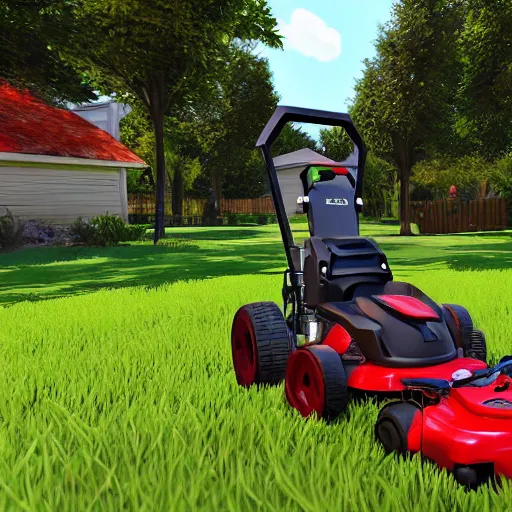 Image similar to lawnmower simulator 2 0 2 1, rtx 3 0 5 0, gameplay footage, surrealism mod