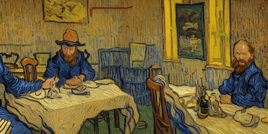 Prompt: James McAvoy as Vincent van Gogh in 'Almost Dry: Painting History' (2022), movie still frame