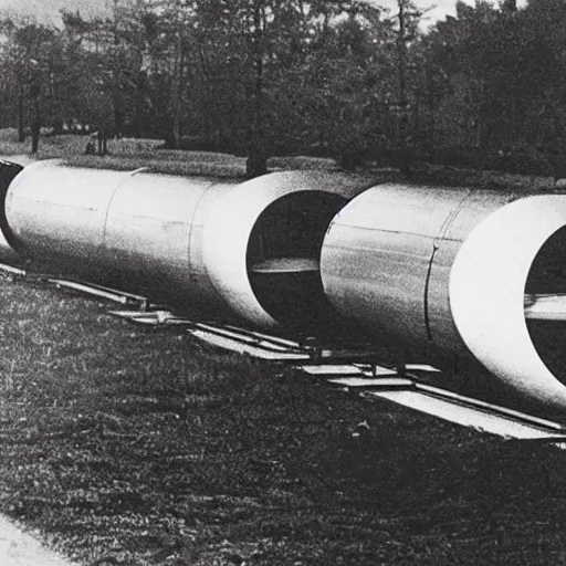 Prompt: 1920s picture of the hyperloop.