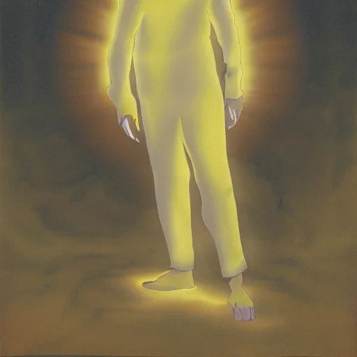 Prompt: A white-clothed man with an orange aura surrounding his entire body