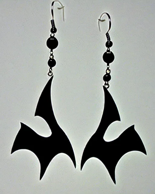 Image similar to tim burton spooky bat, 2 d lasercut earrings,