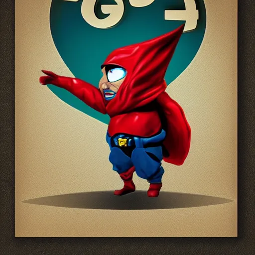 Image similar to gnome superhero in the style of alex ross