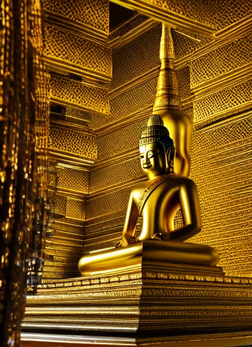 Image similar to emerald buddha temple designed by bjarke ingels, high lights, 4 k, high detailed photography, 5 0 mm lens, depth of field, cinematic