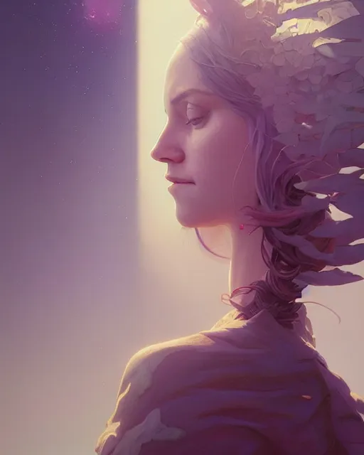 Image similar to highly detailed surreal vfx portrait of kristen hauncher, stephen bliss, unreal engine, greg rutkowski, loish, rhads, beeple, makoto shinkai and lois van baarle, ilya kuvshinov, rossdraws, tom bagshaw, alphonse mucha, global illumination, detailed and intricate environment