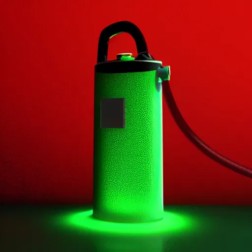 Prompt: Moyai Face on a Neon Green Fire Extinguisher, Realistic, 4k, Highres, High Detail