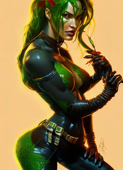 Image similar to portrait of apex legends megan fox as poison ivy, intricate, elegant, glowing lights, highly detailed, digital painting, artstation, glamor pose, concept art, smooth, sharp focus, illustration, art by artgerm and greg rutkowski, artey freytag