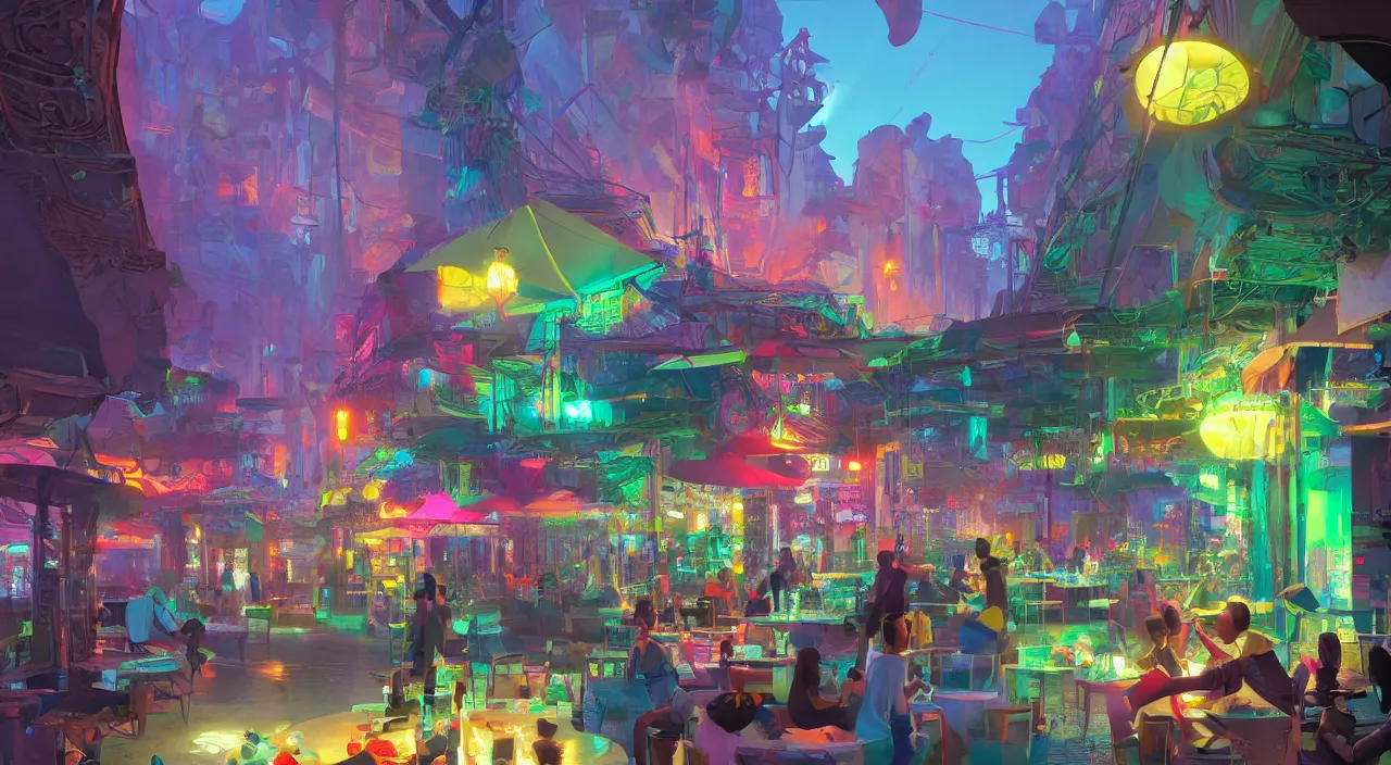 Image similar to bazaar zouk oriantal multicolorful sky shine place mosquet painting stylized digital video game icon global illumination ray tracing 8 k hd resolution, by ilya kuvshinov and cushart krentz and gilleard james