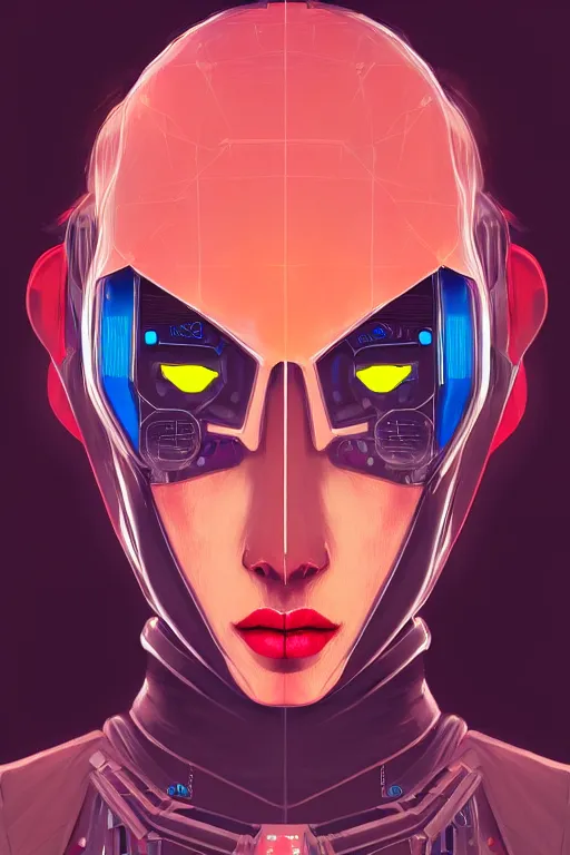 Prompt: a portrait of the cyberpunk android, high - contrast, intricate, elegant, highly detailed, digital painting, artstation, concept art, smooth, sharp focus, illustration