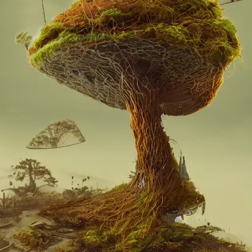 Image similar to hat tree, aatree that is growing hats, highly detailed, illustration, sci - fi art, cyberpunk, epic, realistic, intricate, hyper detailed, artstation, concept art, smooth, sharp focus, ray tracing