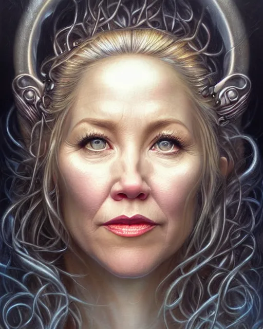 Image similar to detailed portrait of christina applegate apple!! gate! by tomasz alen kopera and peter mohrbacher and johanna martine! and margaret keane! coherent luminescent