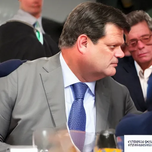Image similar to Carlo Calenda meeting with the alien emperor