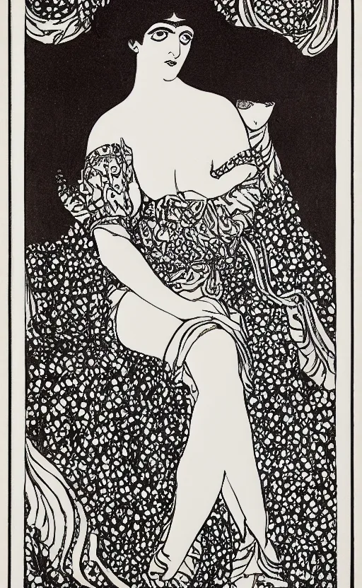 Image similar to salome, beautiful background and border, by aubrey beardsley, highly detailded