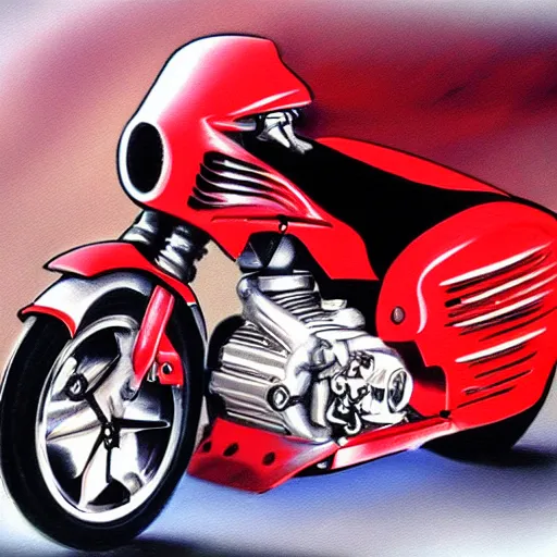 Prompt: kaneda motorcycle, airbrush.