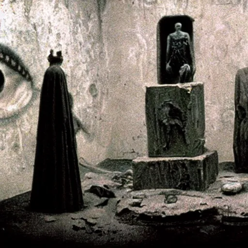 Image similar to 3 5 mm, joel - peter witkin, beksinski, and stephen gammell, video still of underground city