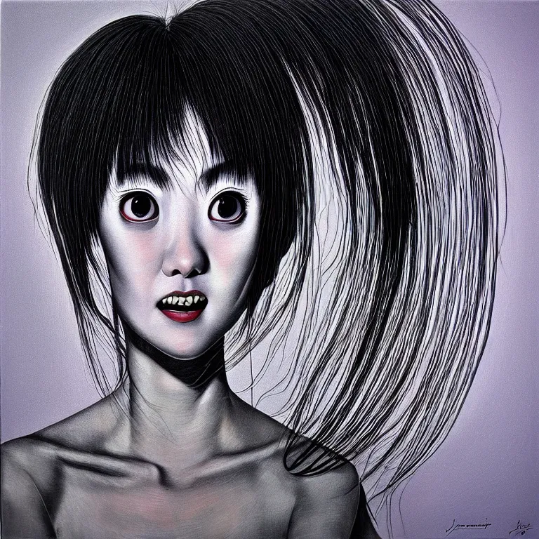 Prompt: light up my life. by junji ito, hyperrealistic photorealism acrylic on canvas