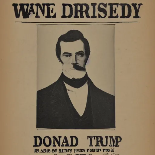 Prompt: 1800s wanted poster for Donald Trump
