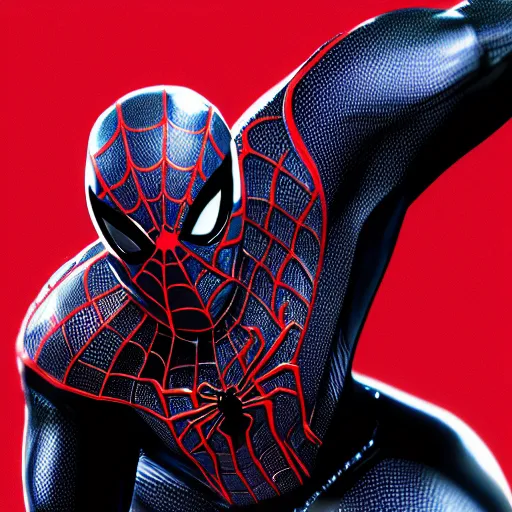 Image similar to Miles Morales Spider-Man dressed by Balmain, photorealistic, cinematic, 8k, artstation