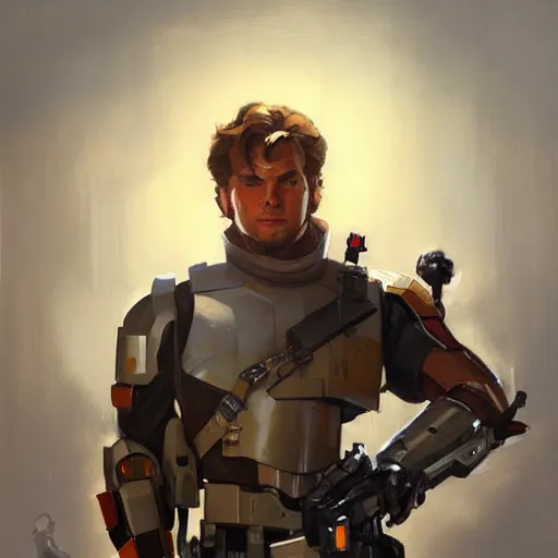 Image similar to greg manchess portrait painting of armored han solo as overwatch character, medium shot, asymmetrical, profile picture, organic painting, sunny day, matte painting, bold shapes, hard edges, street art, trending on artstation, by huang guangjian and gil elvgren and sachin teng