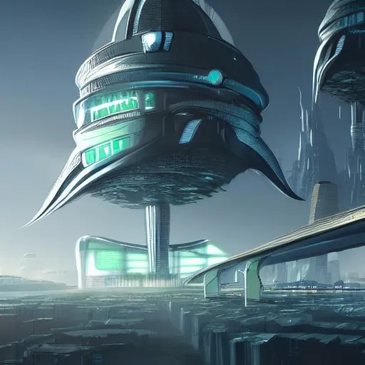 Image similar to futuristic city under alien invasion, concept art, trending artstation