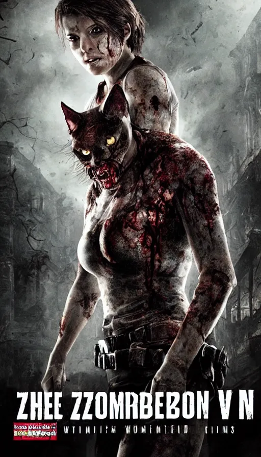 Image similar to the introduction of a new zombie in resident evil, a woman who can transform into a giant cat monster, digital image, 4 k uhd, rendered by re engine