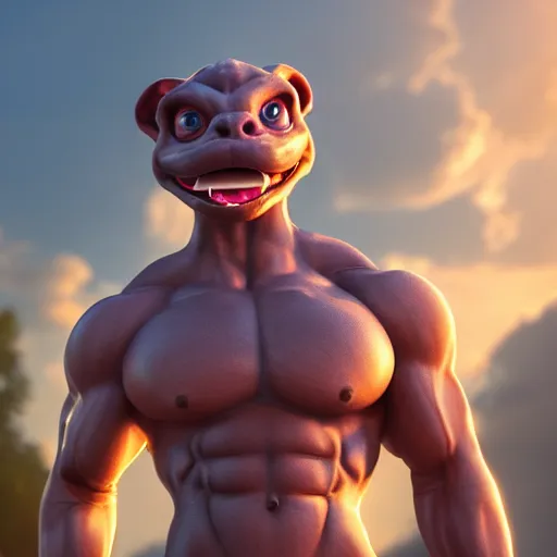 Image similar to photography of a realistic machoke animal, ultra detailed, 8 k, cinematic lighting, natural background, trending on artstation, pokemon