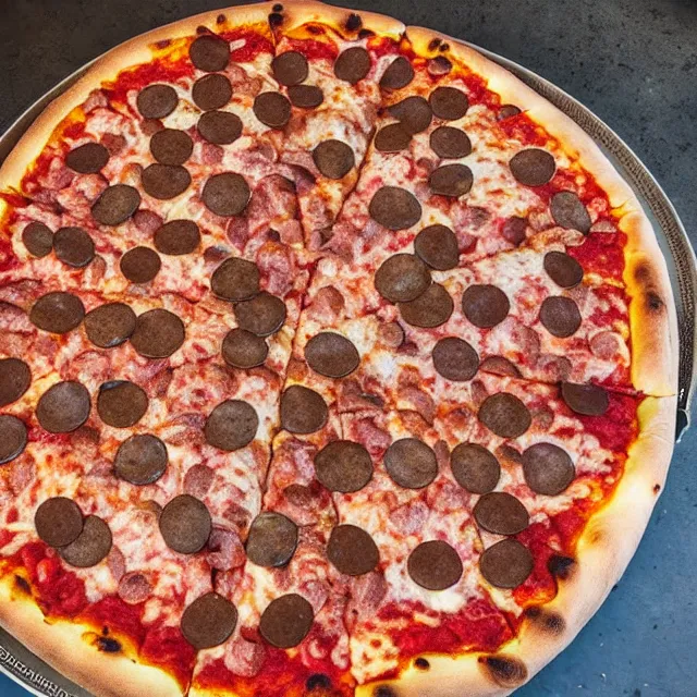 Prompt: aerial drone photo of the world's largest pizza