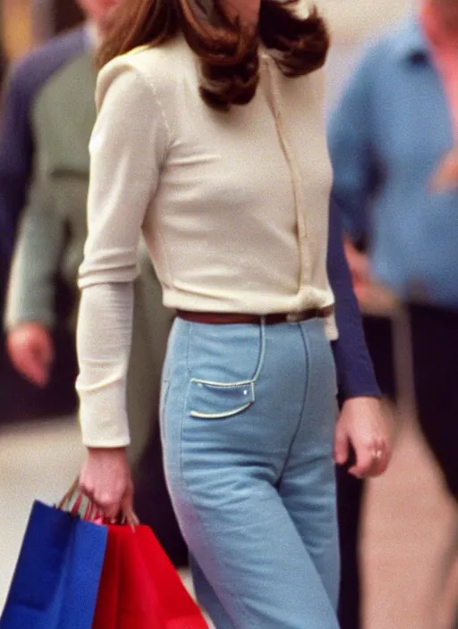 Prompt: candid photo of kate middleton in a shopping mall in the 1990s