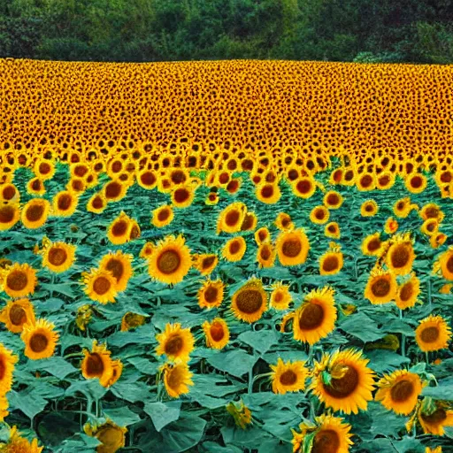 Image similar to a sunflower field, photography, photoshoot, color grading, photojournalism, dslr, instax, warm color palette, colorful, tonal colors, complimentary - colors, triadic - colors, happy, sad, angelic, good, infused, feng shui, soft body, cloth, plant, flowers, floral, by claude monet