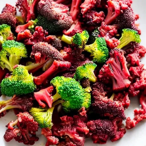 Image similar to red broccoli on a plate