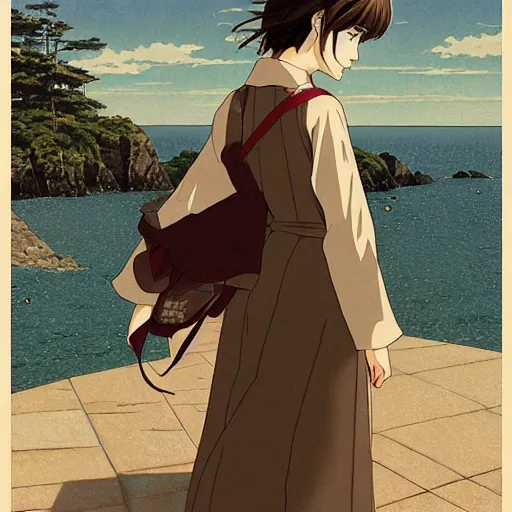Image similar to anime emma watson by by Hasui Kawase by Richard Schmid