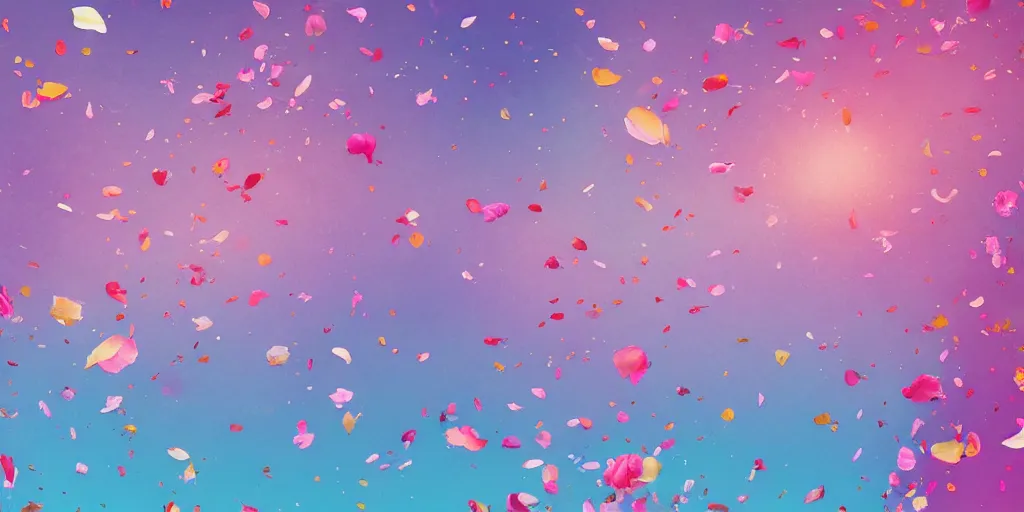 Prompt: background art of spaciously scattered flower petals flowing through the air from left to right on a clean background, petals, anime, artgerm, manga, trending on artstation, art nouveau, mature color scheme