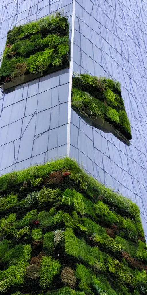 Prompt: the auckland sky tower covered in a living wall made from nz endemic plants. patric blanc