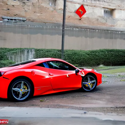 Image similar to completely crashed ferrari 4 5 8