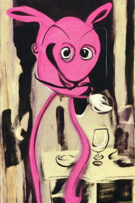 Image similar to The pink panther by Francis Bacon