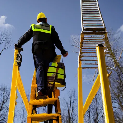 Image similar to photo of a person walking under a ladder with a heavy load above