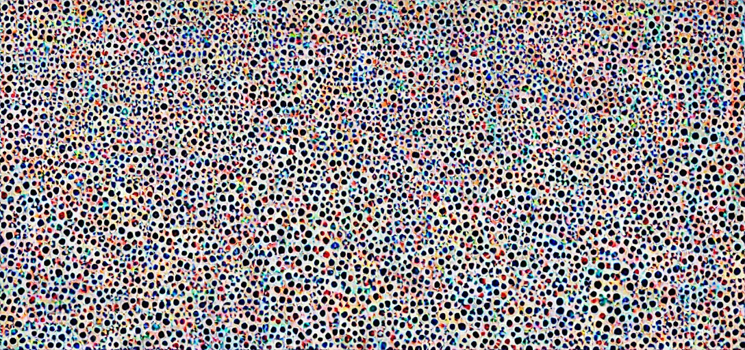 Image similar to clown apocalypse by yayoi kusama