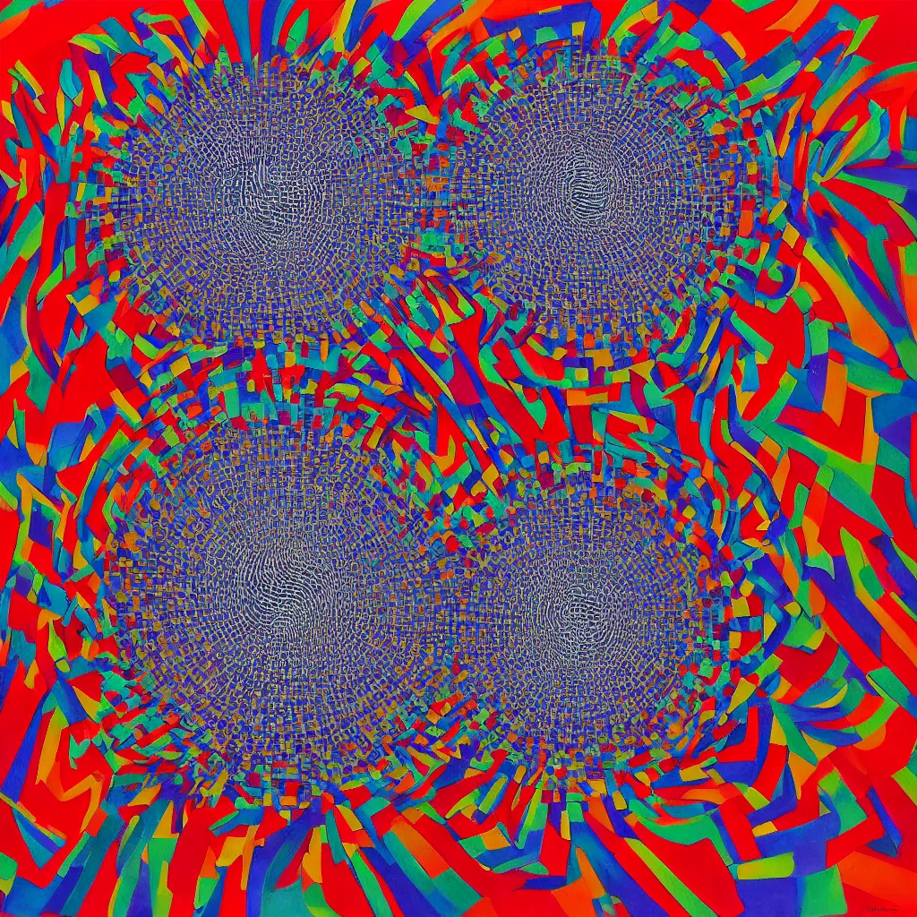 Image similar to religious painting of optical illusion apotheosis by victor vasarely, benoit b. mandelbrot, op art, illusion, 3 d, negative space